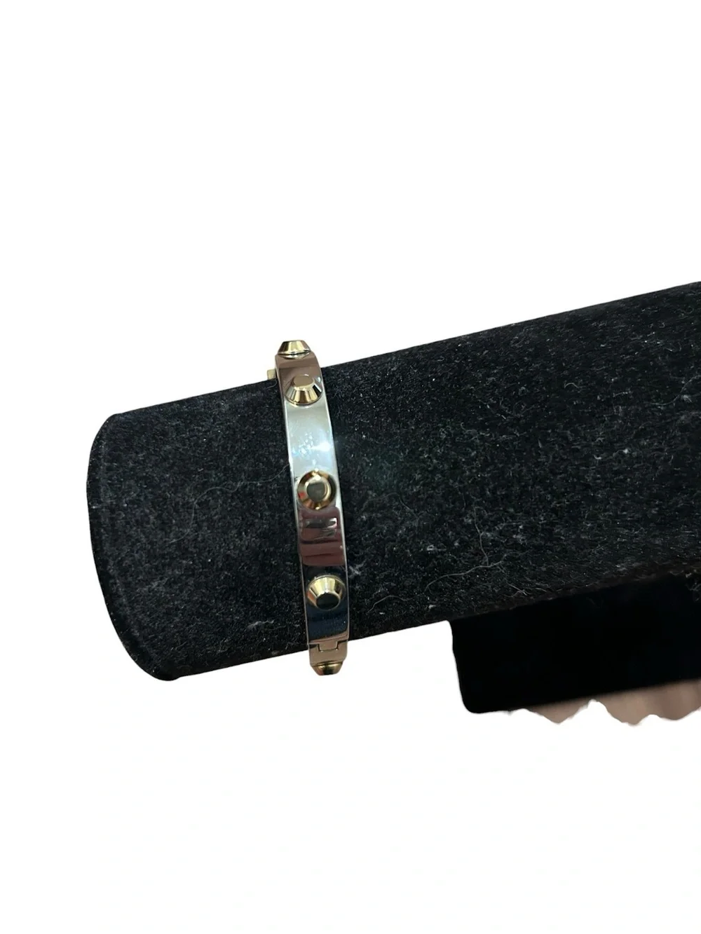 Michael Kors Colby Two-Tone Buckle Hinged Bangle Bracelet Signed Studded 90s Y2K
